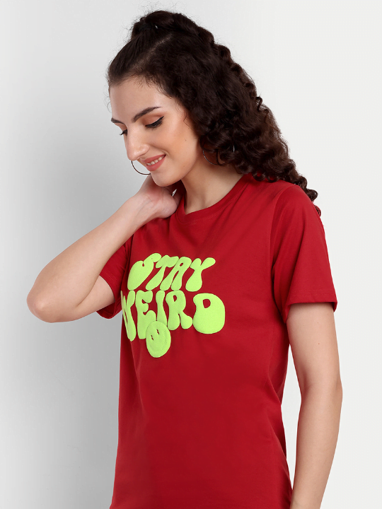 La Rebelde Stay Weird (puff print) T-shirt - Online Shopping for ...